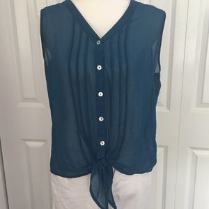 Olive & Oak Sheer sleeveless blouse with tie